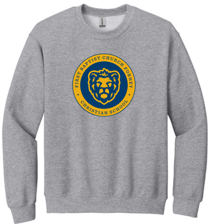 FBC Christian School - School Crewneck Sweatshirt, Lions logo printed