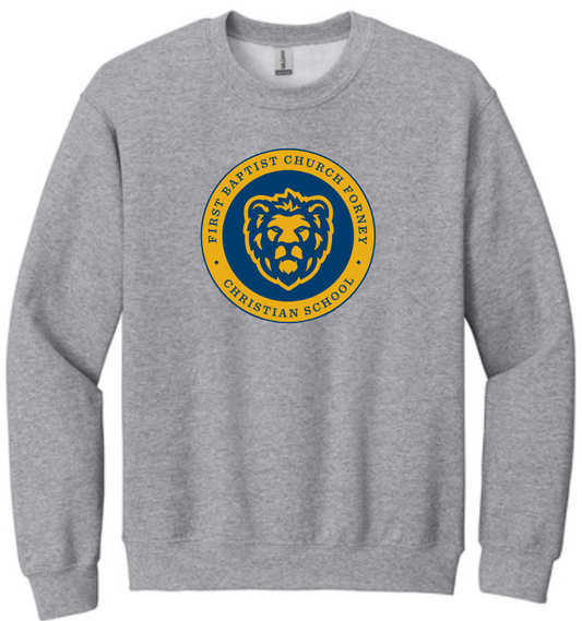 FBC Christian School - School Crewneck Sweatshirt, Lions logo printed